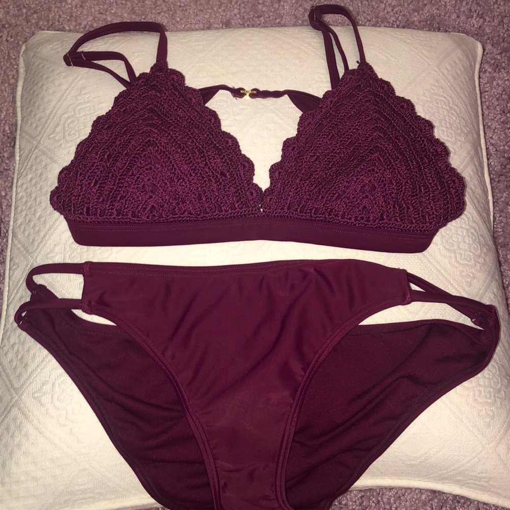 red crochet/lace bikini